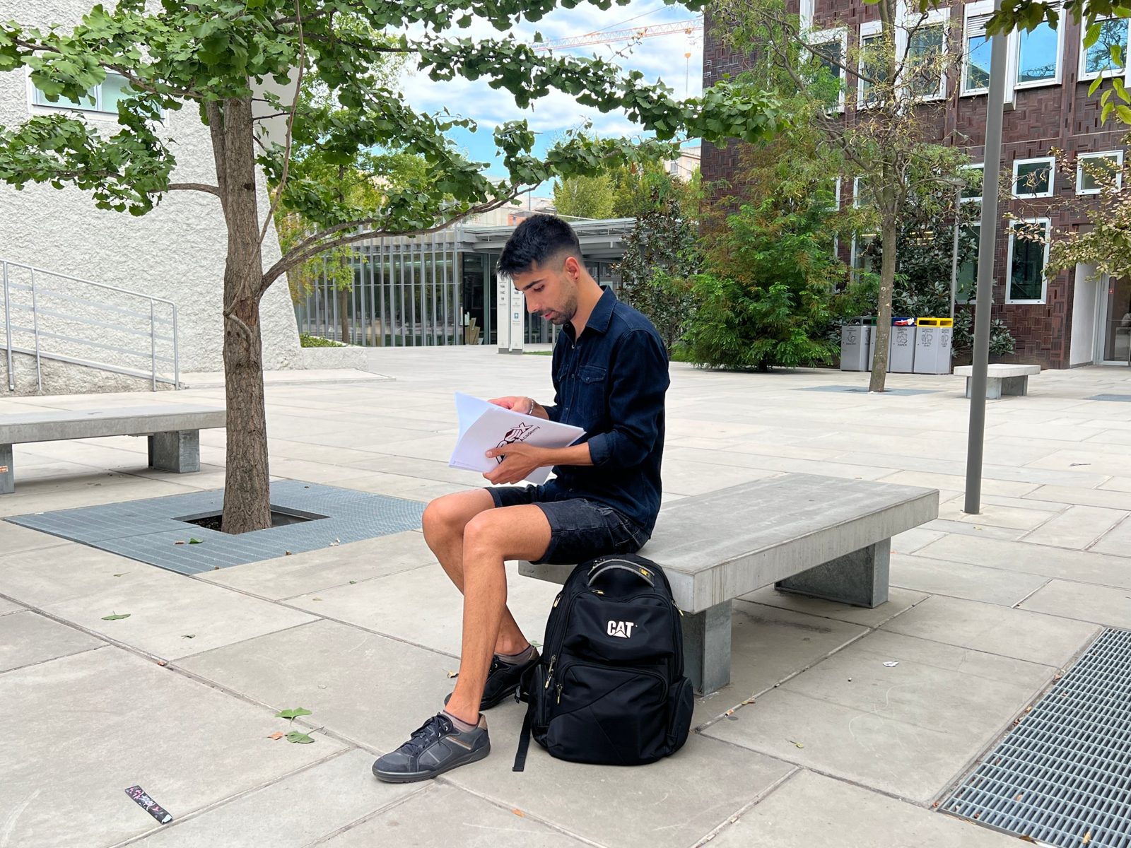 An Apex student studying outdoors