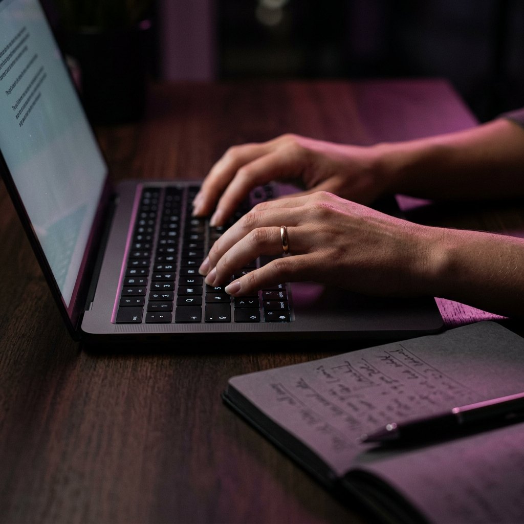 Hands typing during a computer-based language test
