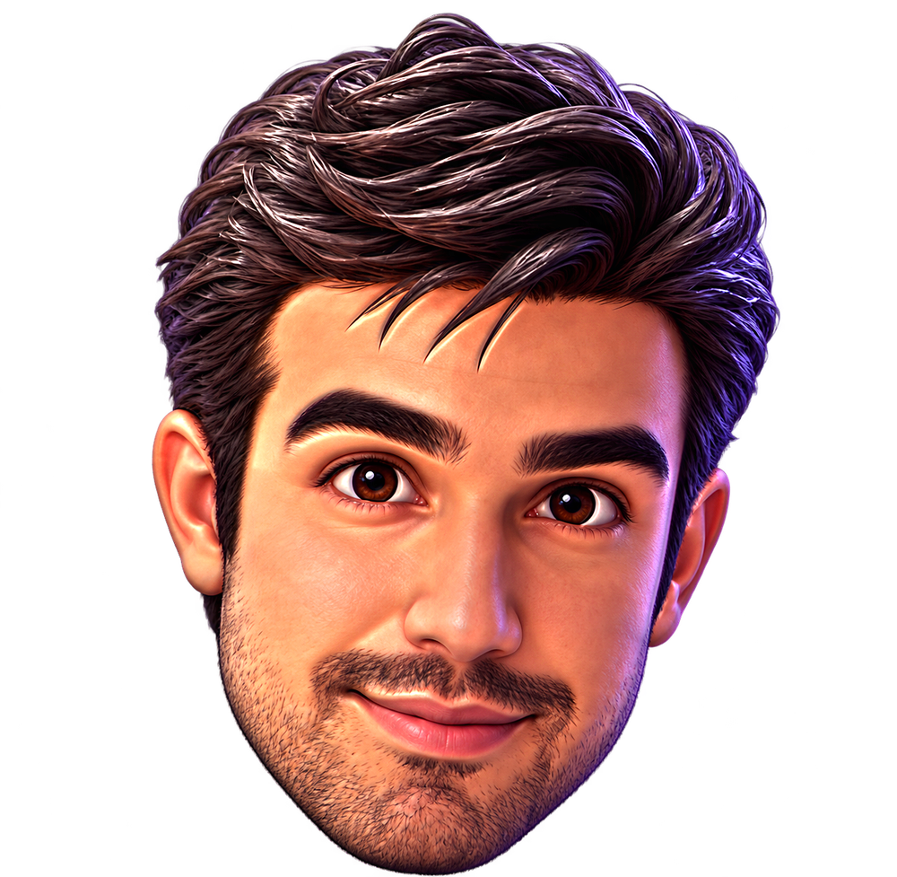 A friendly 3D cartoon head that follows your mouse